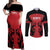 Custom Kenya Rugby Couples Matching Off Shoulder Maxi Dress and Long Sleeve Button Shirt 2024 Go Champions Simbas - Red