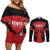 Custom Kenya Rugby Couples Matching Off Shoulder Short Dress and Long Sleeve Button Shirt 2024 Go Champions Simbas - Red