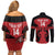 Custom Kenya Rugby Couples Matching Off Shoulder Short Dress and Long Sleeve Button Shirt 2024 Go Champions Simbas - Red