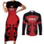 Custom Kenya Rugby Couples Matching Short Sleeve Bodycon Dress and Long Sleeve Button Shirt 2024 Go Champions Simbas - Red