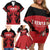 Custom Kenya Rugby Family Matching Off Shoulder Short Dress and Hawaiian Shirt 2024 Go Champions Simbas - Red