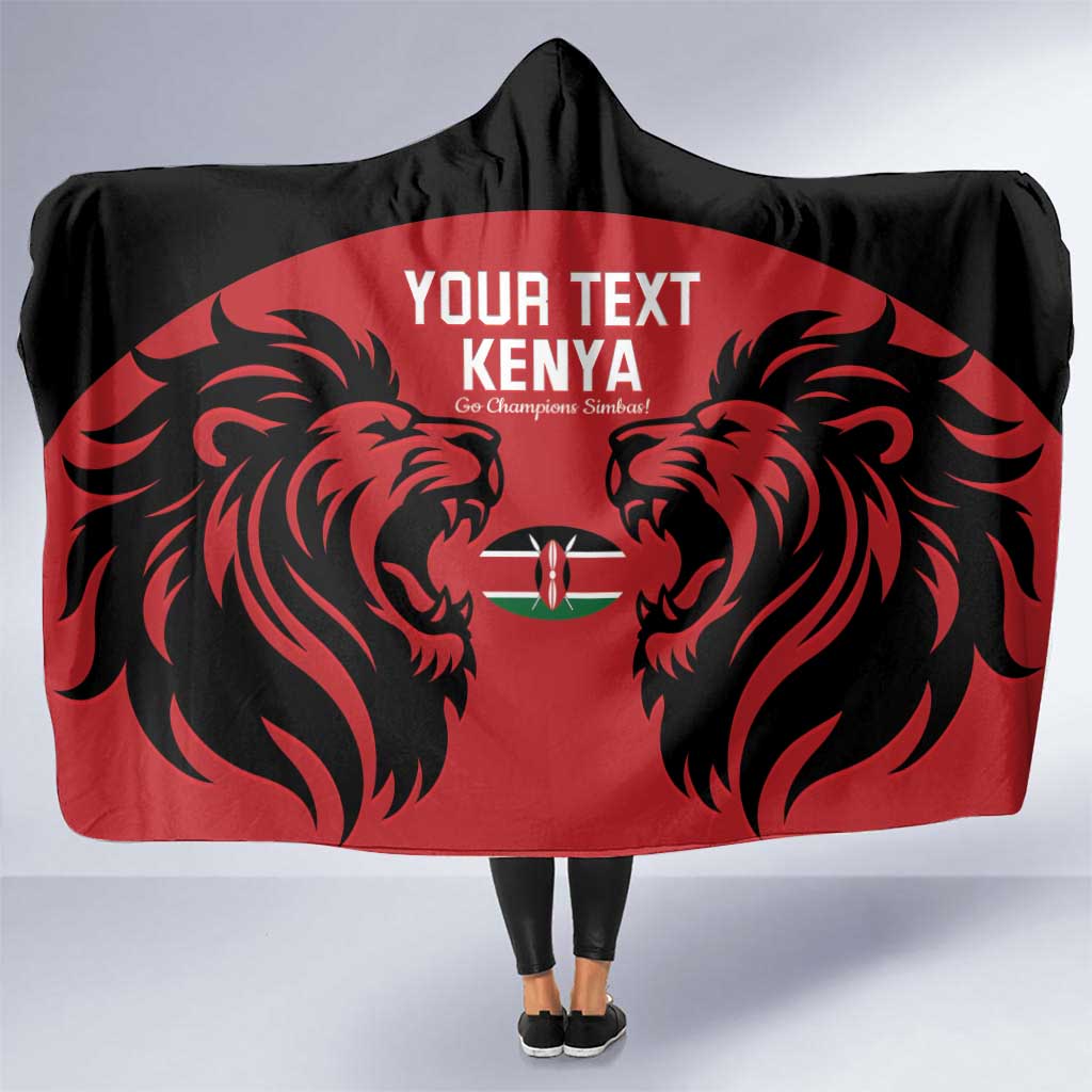 Custom Kenya Rugby Hooded Blanket 2024 Go Champions Simbas - Red