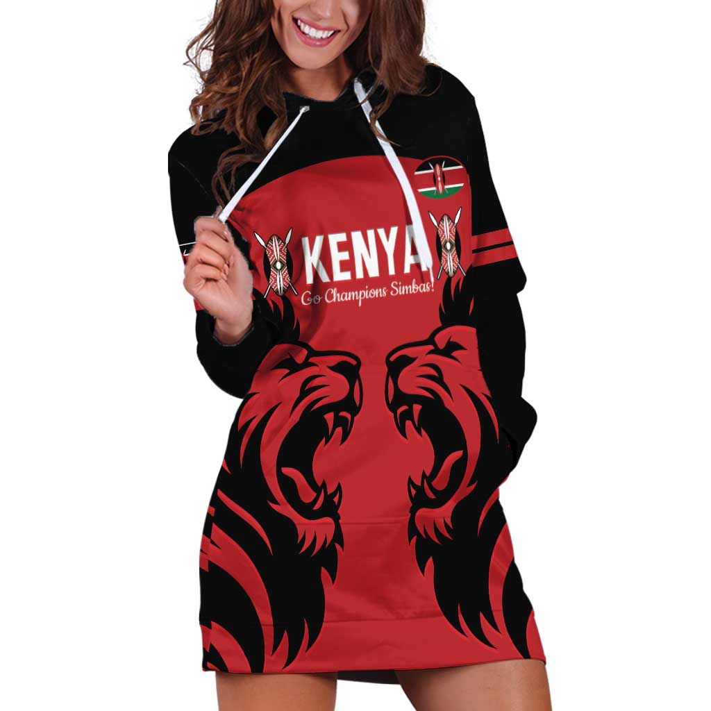 Custom Kenya Rugby Hoodie Dress 2024 Go Champions Simbas - Red