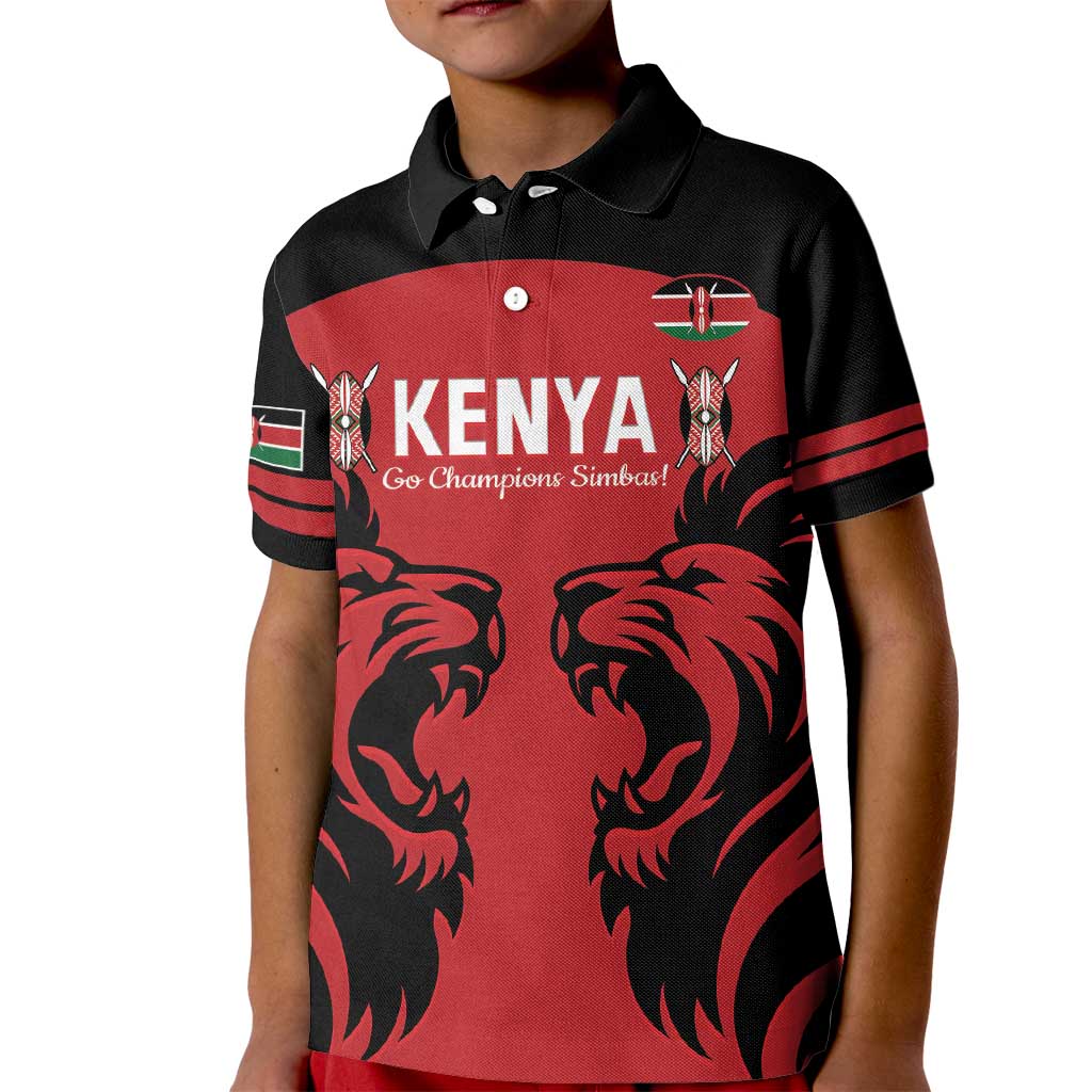 Custom Kenya Rugby Kid Polo Shirt 2024 Go Champions Simbas - Red