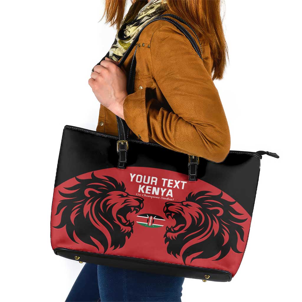 Custom Kenya Rugby Leather Tote Bag 2024 Go Champions Simbas - Red