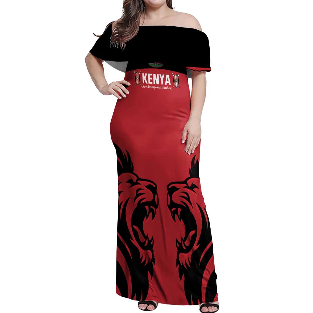 Custom Kenya Rugby Off Shoulder Maxi Dress 2024 Go Champions Simbas - Red