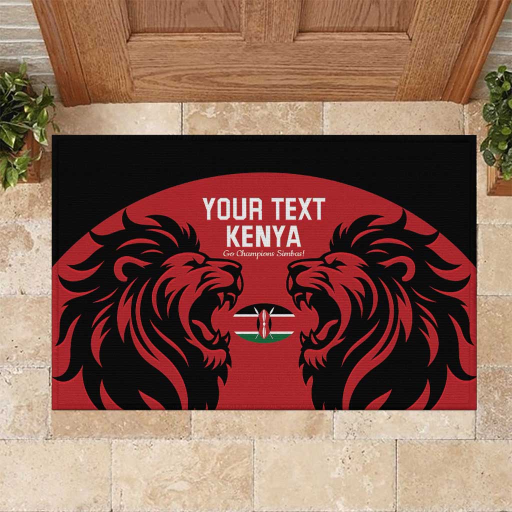 Custom Kenya Rugby Rubber Doormat 2024 Go Champions Simbas - Red