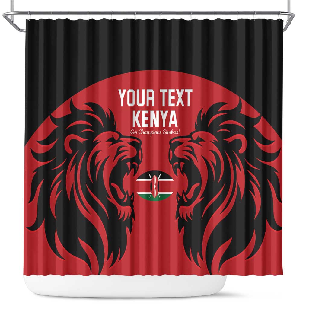 Custom Kenya Rugby Shower Curtain 2024 Go Champions Simbas - Red