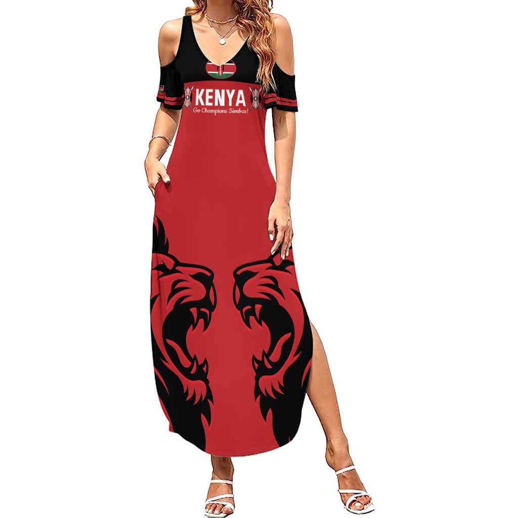 Custom Kenya Rugby Summer Maxi Dress 2024 Go Champions Simbas - Red