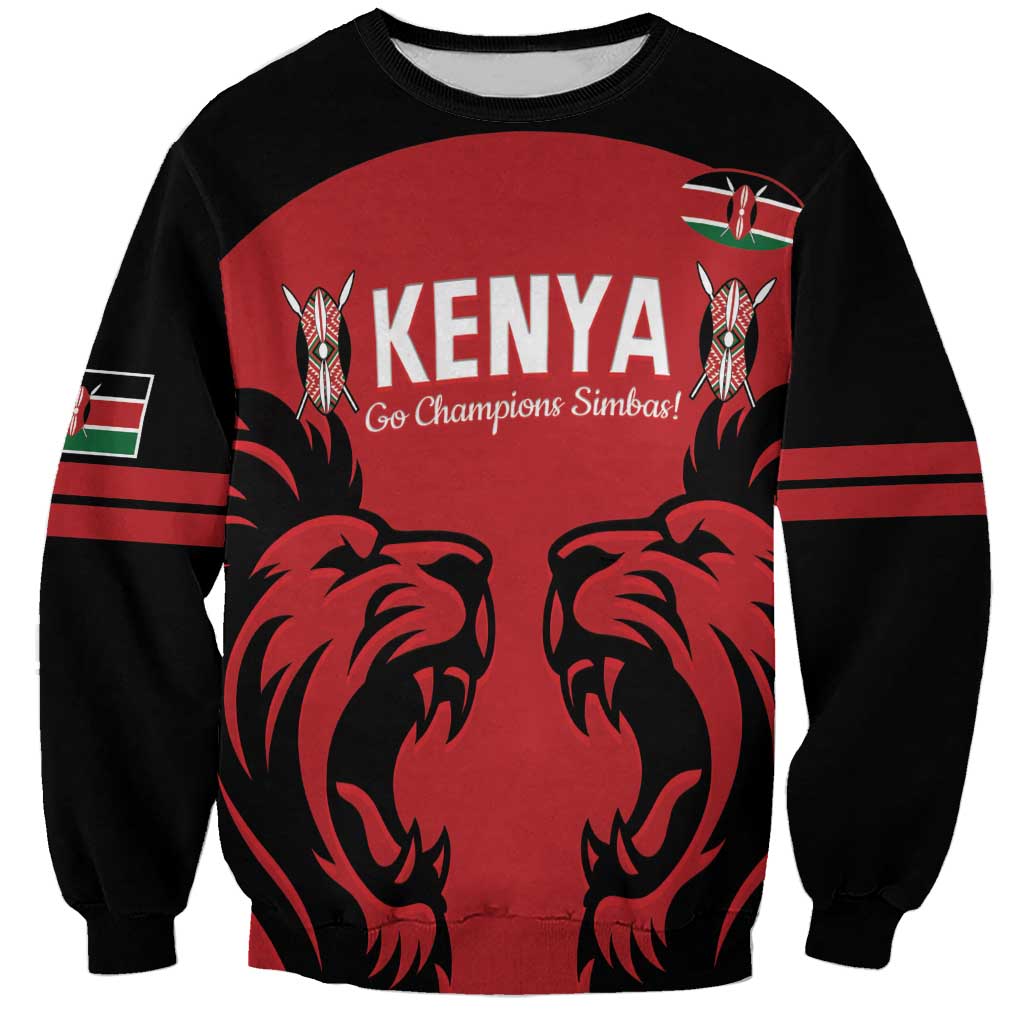 Custom Kenya Rugby Sweatshirt 2024 Go Champions Simbas - Red