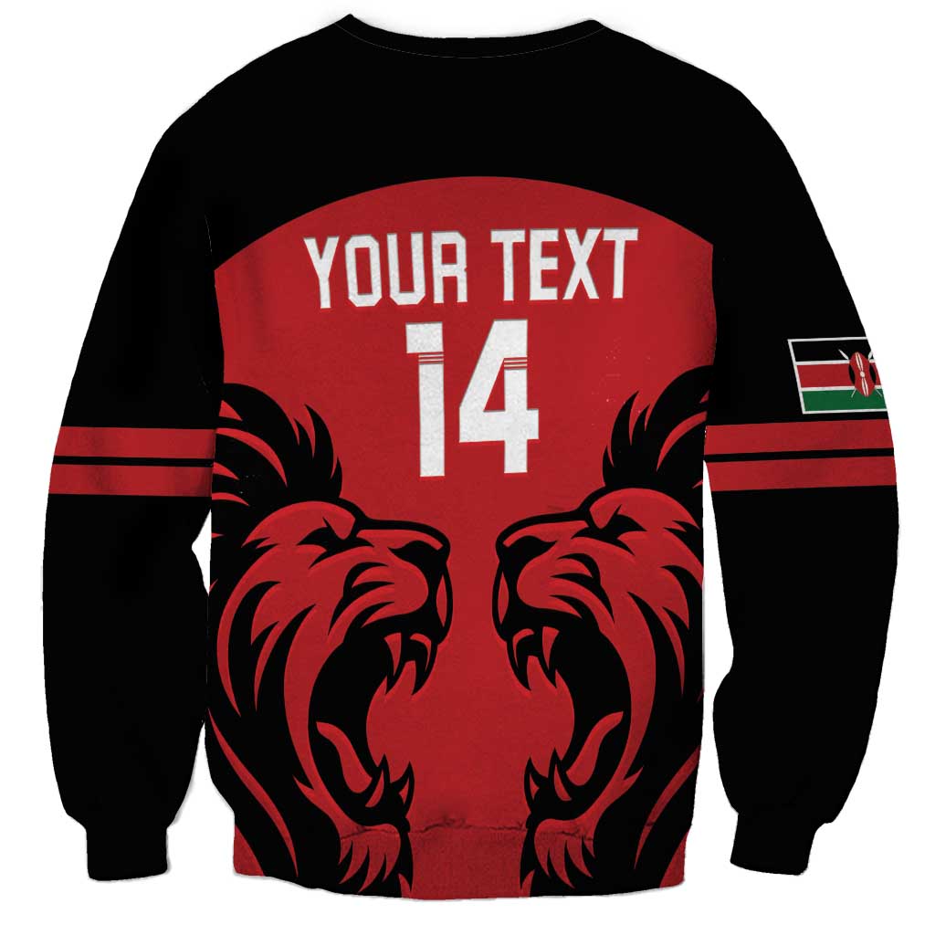 Black sweatshirt with red panel, lions, YOUR TEXT and 14 on back