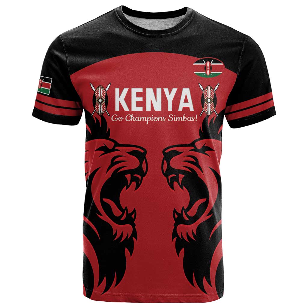 Custom Kenya Rugby T Shirt 2024 Go Champions Simbas - Red