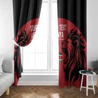 Red and black Kenya window curtain set with lion graphic on both side panels