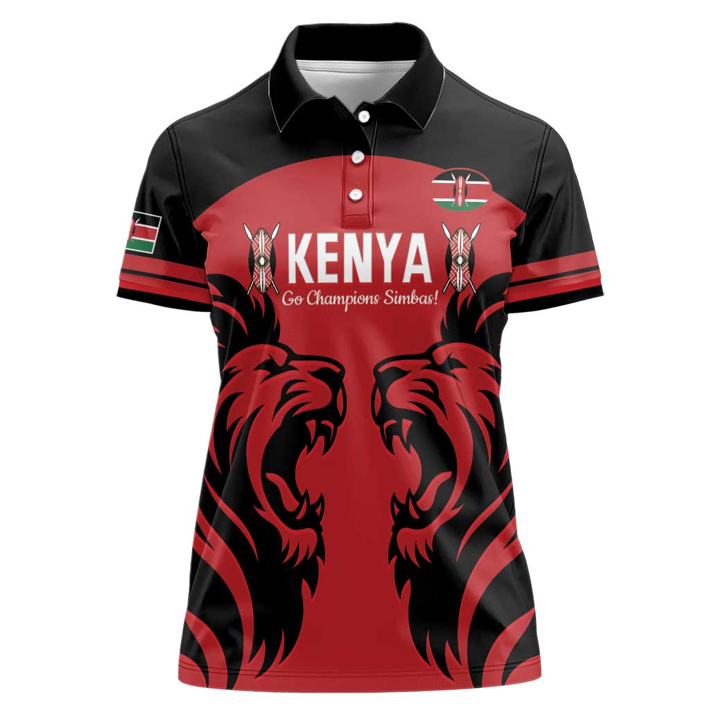 Custom Kenya Rugby Women Polo Shirt 2024 Go Champions Simbas - Red