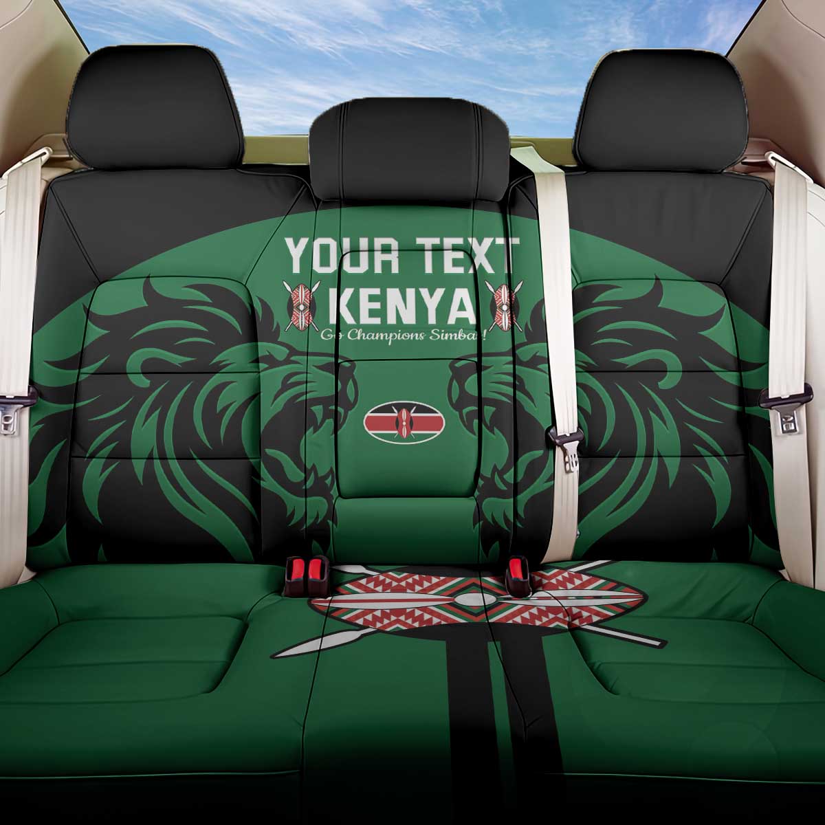 Custom Kenya Rugby Back Car Seat Cover 2024 Go Champions Simbas - Green