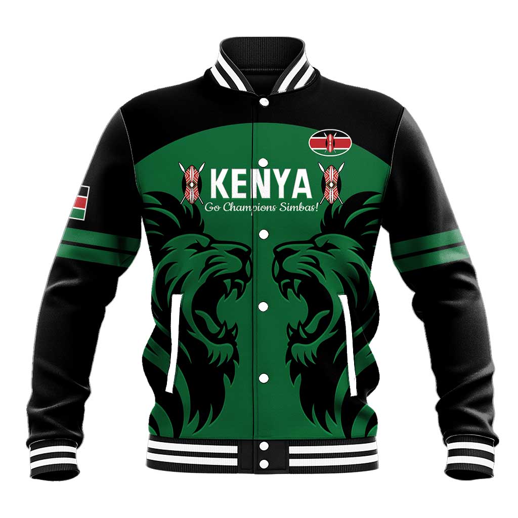 Custom Kenya Rugby Baseball Jacket 2024 Go Champions Simbas - Green