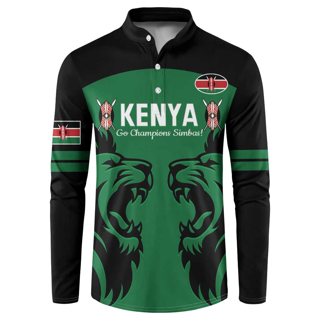 Custom Kenya Rugby Button Sweatshirt 2024 Go Champions Simbas - Green