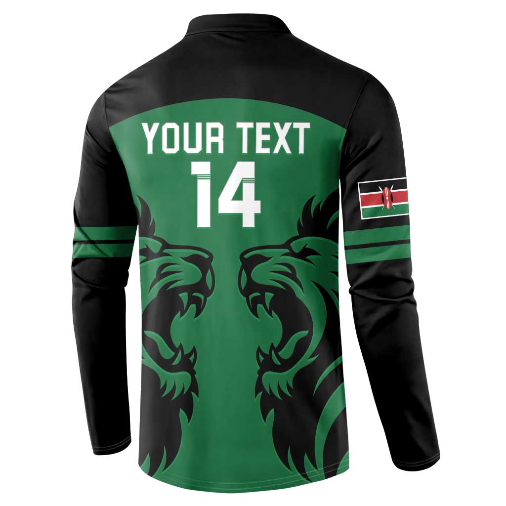 Green and black back print rugby button sweatshirt with YOUR TEXT and 14