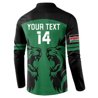 Green and black back print rugby button sweatshirt with YOUR TEXT and 14