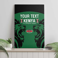 Custom canvas wall art with green lion heads and "YOUR TEXT KENYA" lettering