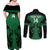 Custom Kenya Rugby Couples Matching Off Shoulder Maxi Dress and Long Sleeve Button Shirt 2024 Go Champions Simbas - Green