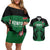 Custom Kenya Rugby Couples Matching Off Shoulder Short Dress and Hawaiian Shirt 2024 Go Champions Simbas - Green