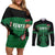 Custom Kenya Rugby Couples Matching Off Shoulder Short Dress and Long Sleeve Button Shirt 2024 Go Champions Simbas - Green