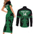 Custom Kenya Rugby Couples Matching Short Sleeve Bodycon Dress and Long Sleeve Button Shirt 2024 Go Champions Simbas - Green