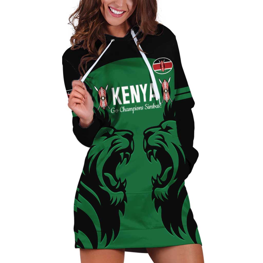 Custom Kenya Rugby Hoodie Dress 2024 Go Champions Simbas - Green