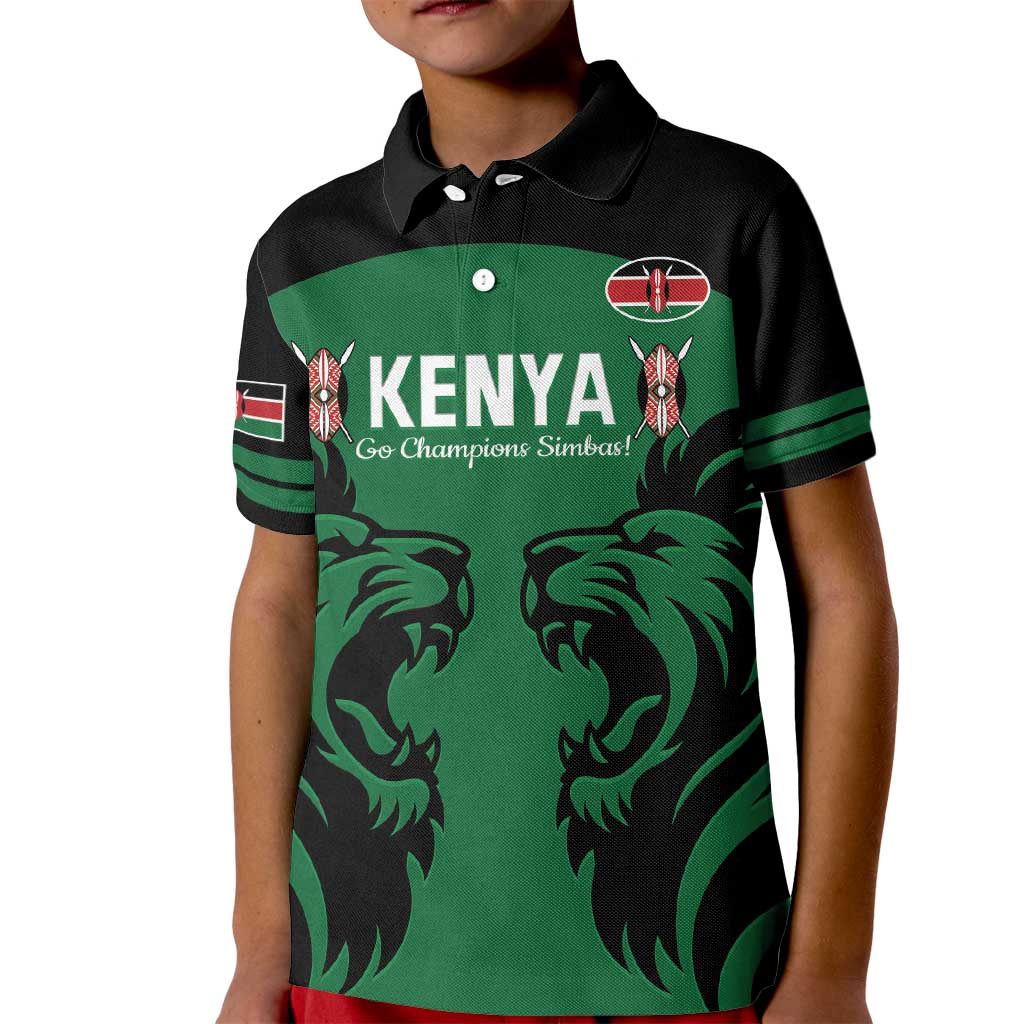 Custom Kenya Rugby Kid Polo Shirt 2024 Go Champions Simbas - Green