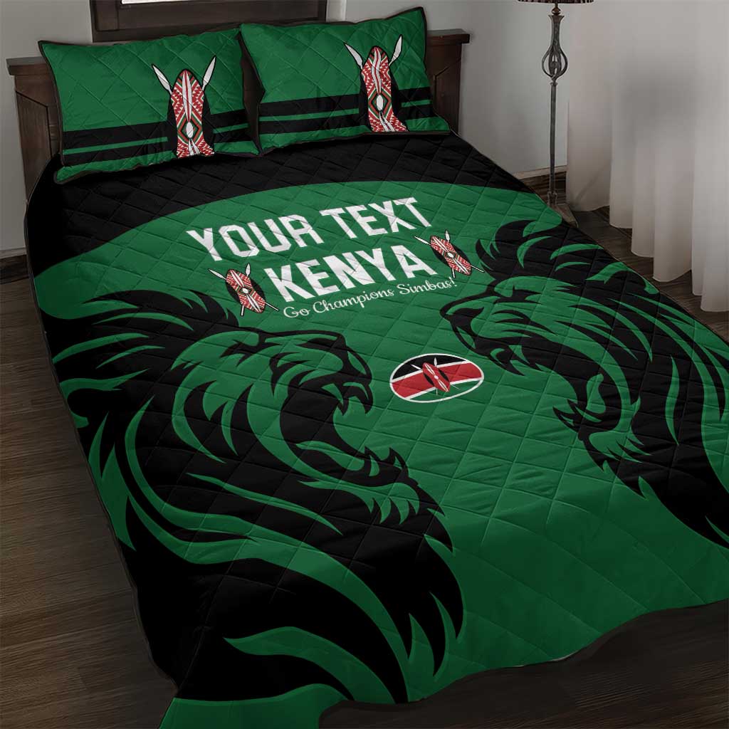 Custom Kenya Rugby Quilt Bed Set 2024 Go Champions Simbas - Green