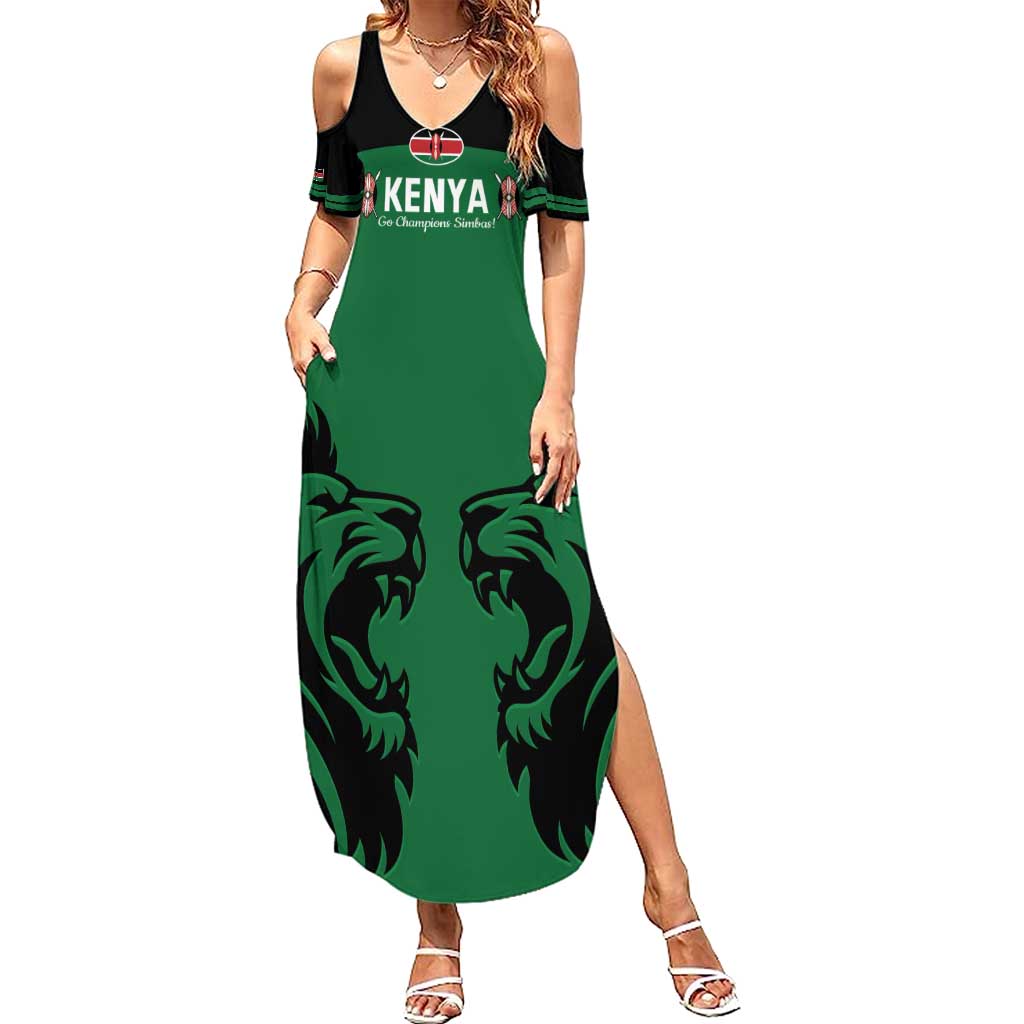 Custom Kenya Rugby Summer Maxi Dress 2024 Go Champions Simbas - Green