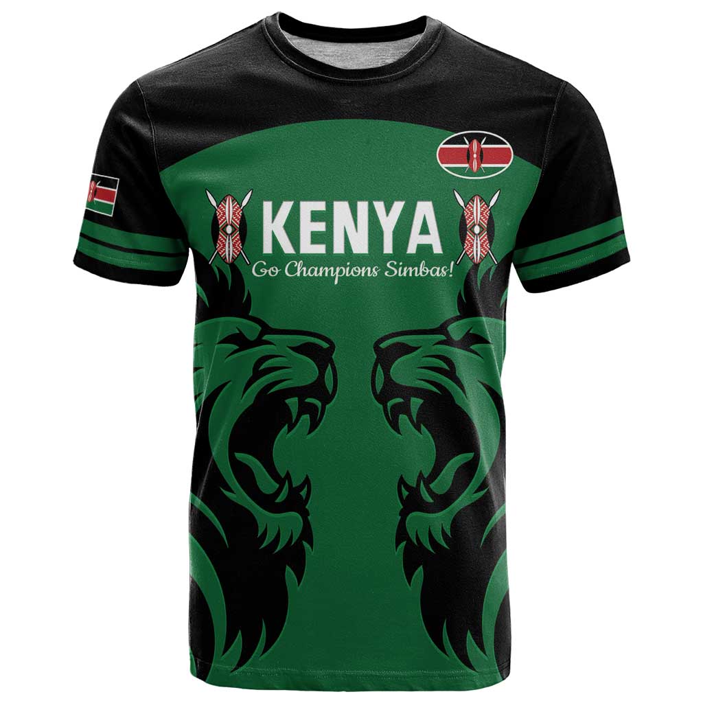 Custom Kenya Rugby T Shirt 2024 Go Champions Simbas - Green