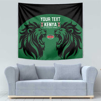 Rugby tapestry wall hanging in black and green with centered Kenya crest and twin lion heads