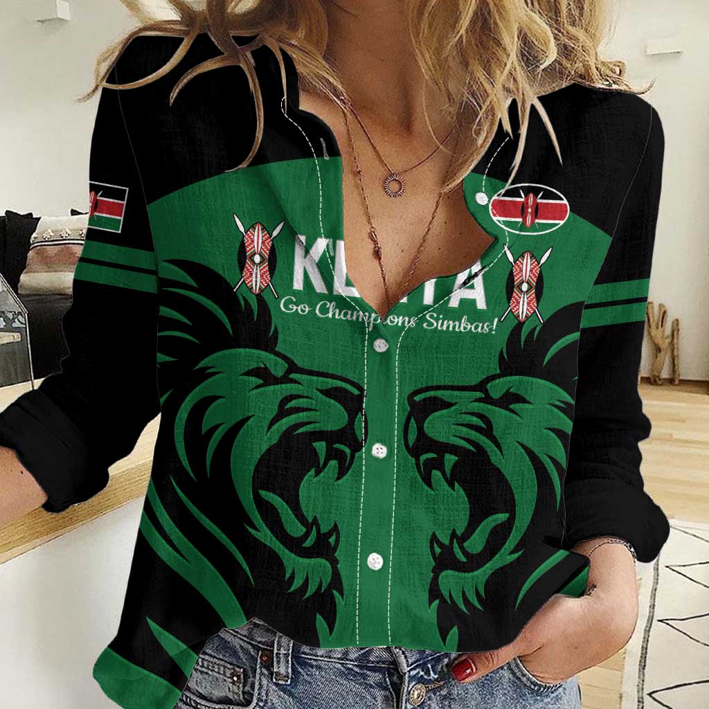 Custom Kenya Rugby Women Casual Shirt 2024 Go Champions Simbas - Green