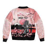 Personalised Japan Samurai Warrior Bomber Jacket Japanese Cherry Blossom Polynesian Pattern - Wonder Print Shop