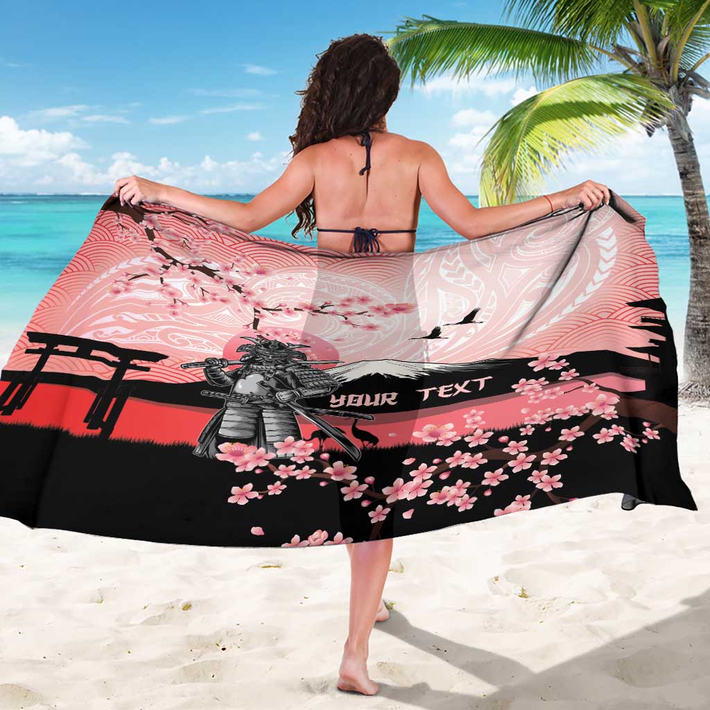 Personalised Japan Samurai Warrior Sarong Japanese Cherry Blossom Polynesian Pattern - Wonder Print Shop
