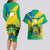 Gabon Couples Matching Long Sleeve Bodycon Dress and Hawaiian Shirt Coat Of Arms With Flag Gradient Style - Wonder Print Shop