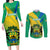 Gabon Couples Matching Long Sleeve Bodycon Dress and Long Sleeve Button Shirts Coat Of Arms With Flag Gradient Style - Wonder Print Shop