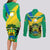 Gabon Couples Matching Long Sleeve Bodycon Dress and Long Sleeve Button Shirts Coat Of Arms With Flag Gradient Style - Wonder Print Shop