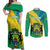 Gabon Couples Matching Off Shoulder Maxi Dress and Long Sleeve Button Shirts Coat Of Arms With Flag Gradient Style - Wonder Print Shop