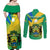 Gabon Couples Matching Off Shoulder Maxi Dress and Long Sleeve Button Shirts Coat Of Arms With Flag Gradient Style - Wonder Print Shop