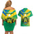 Gabon Couples Matching Off Shoulder Short Dress and Hawaiian Shirt Coat Of Arms With Flag Gradient Style - Wonder Print Shop