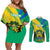 Gabon Couples Matching Off Shoulder Short Dress and Long Sleeve Button Shirts Coat Of Arms With Flag Gradient Style - Wonder Print Shop