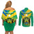 Gabon Couples Matching Off Shoulder Short Dress and Long Sleeve Button Shirts Coat Of Arms With Flag Gradient Style - Wonder Print Shop