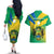 Gabon Couples Matching Off The Shoulder Long Sleeve Dress and Hawaiian Shirt Coat Of Arms With Flag Gradient Style - Wonder Print Shop