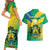 Gabon Couples Matching Short Sleeve Bodycon Dress and Hawaiian Shirt Coat Of Arms With Flag Gradient Style - Wonder Print Shop