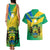 Gabon Couples Matching Tank Maxi Dress and Hawaiian Shirt Coat Of Arms With Flag Gradient Style - Wonder Print Shop