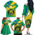 Gabon Family Matching Off Shoulder Long Sleeve Dress and Hawaiian Shirt Coat Of Arms With Flag Gradient Style - Wonder Print Shop