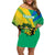 Gabon Family Matching Off Shoulder Short Dress and Hawaiian Shirt Coat Of Arms With Flag Gradient Style - Wonder Print Shop